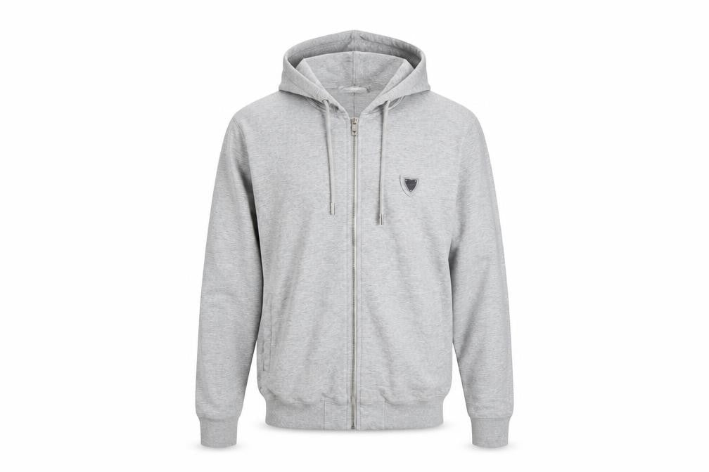 Front view of Antony Morato Men's Grey Full Zip Hoodie, size M