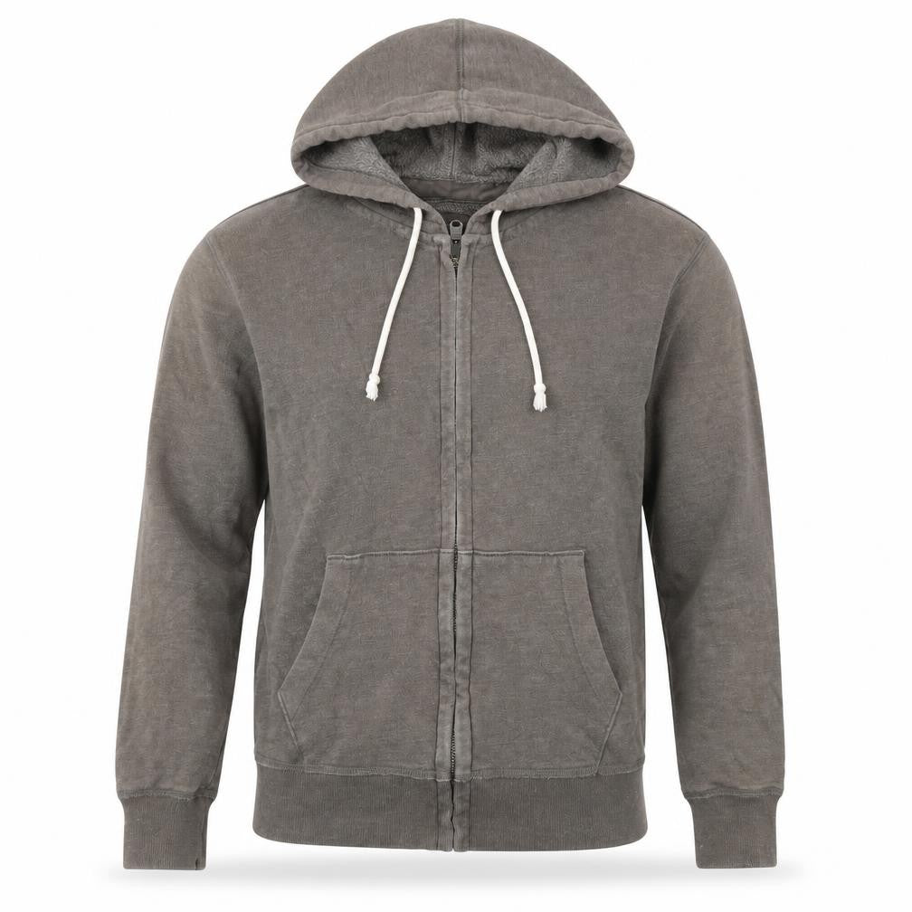 Front view of Gap Men's Grey Fleece Full Zip Hoodie, size S