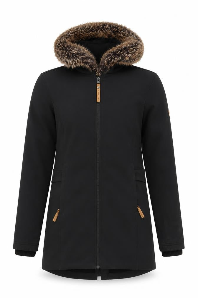Ayacucho Men's Black Parka Jacket S Hooded Fur Trim