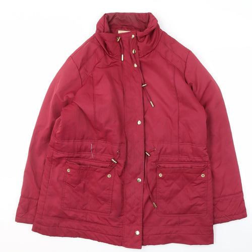 EWM Women's Red Quilted Long Jacket, Size 16, Casual Wear