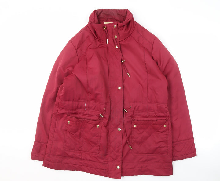 EWM Women's Red Quilted Long Jacket, Size 16, Casual Wear