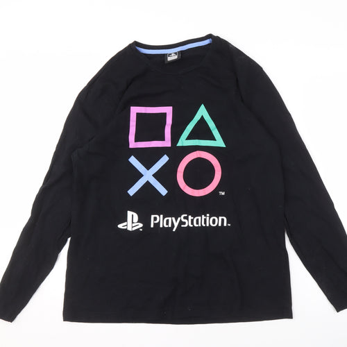 George Men's Large Black PlayStation Long Sleeve T-Shirt