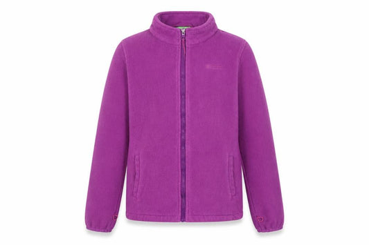 Front view of Mountain Warehouse girls’ purple fleece jacket - 13 years