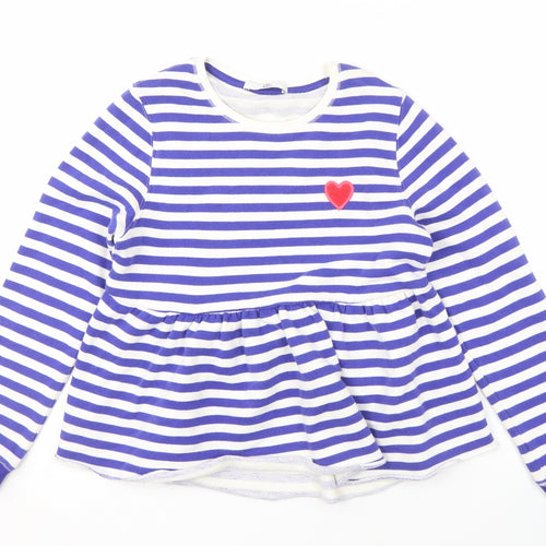 Marks and Spencer Girls Blue Striped Sweatshirt 10-11 Years