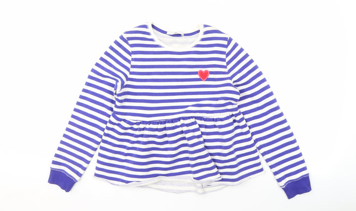 Marks and Spencer Girls Blue Striped Sweatshirt 10-11 Years