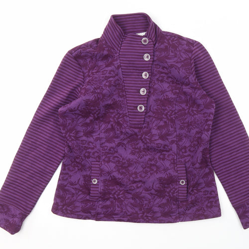 Marks and Spencer Women's Purple Floral Henley Sweatshirt, M