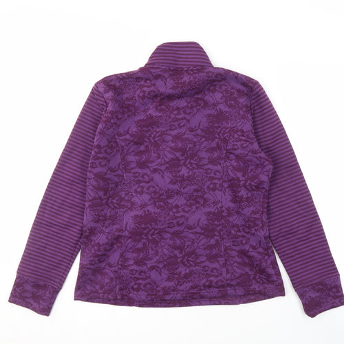 Marks and Spencer Women's Purple Floral Henley Sweatshirt, M
