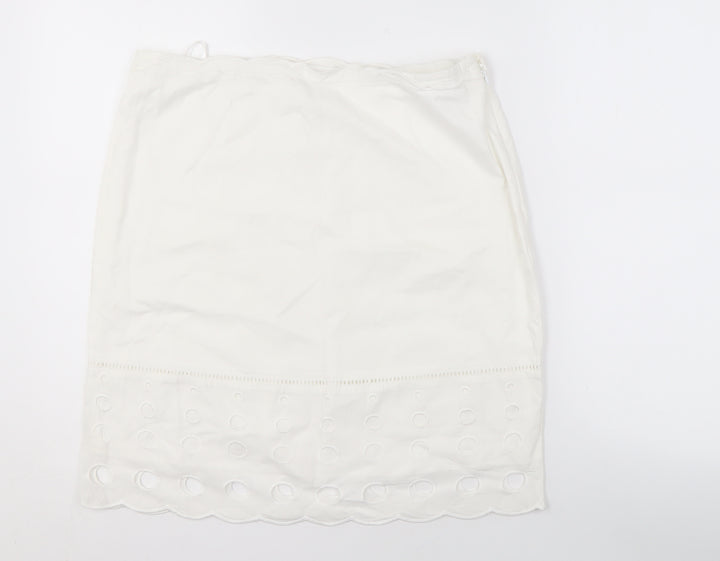 Marks and Spencer Women's White Knee Length Skirt