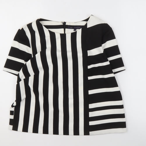 Marks and Spencer Women's Black Stripe Top, Size 12, Boat Neck