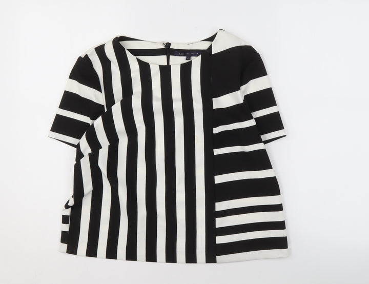 Marks and Spencer Women's Black Stripe Top, Size 12, Boat Neck