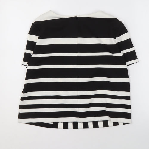 Marks and Spencer Women's Black Stripe Top, Size 12, Boat Neck
