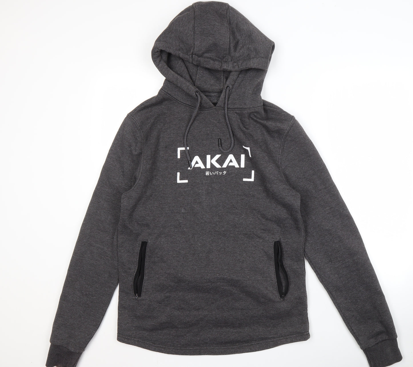 AKAI Men's Grey Hoodie, Size S, Pullover, Logo Design