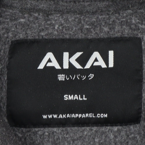 AKAI Men's Grey Hoodie, Size S, Pullover, Logo Design