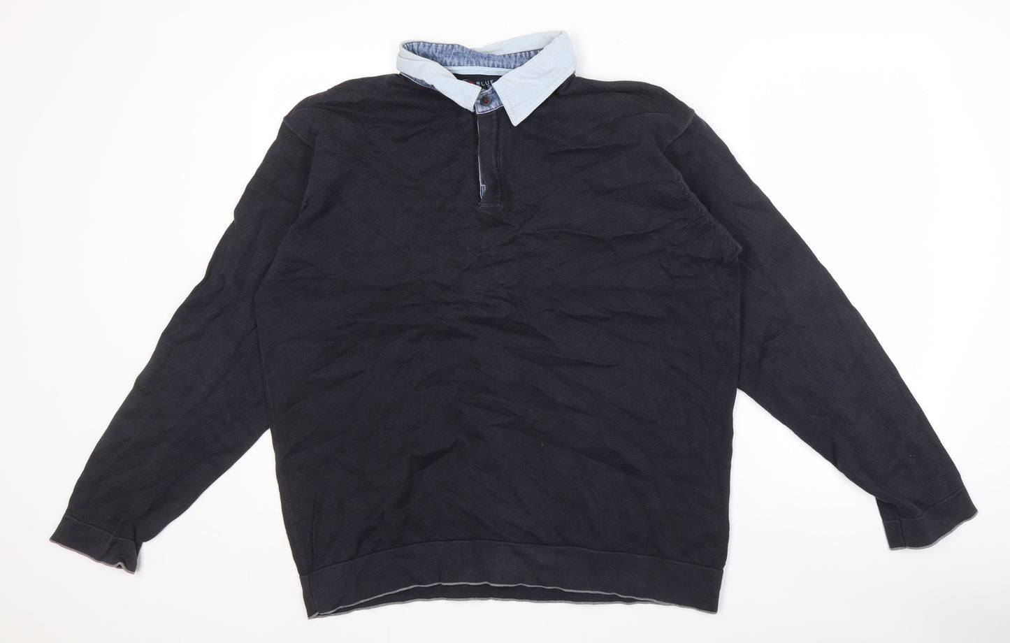 Marks and Spencer Men's Black Henley Jumper XL