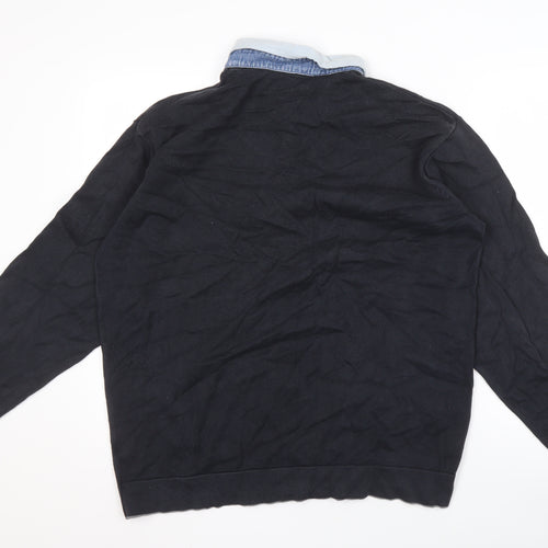 Marks and Spencer Men's Black Henley Jumper XL