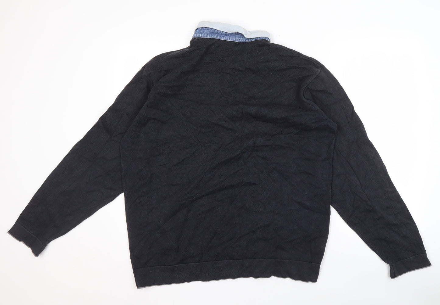 Marks and Spencer Men's Black Henley Jumper XL