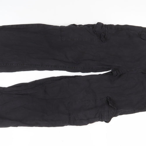 M&S Girls Black Cargo Trousers 8-9 Years Casual Relaxed