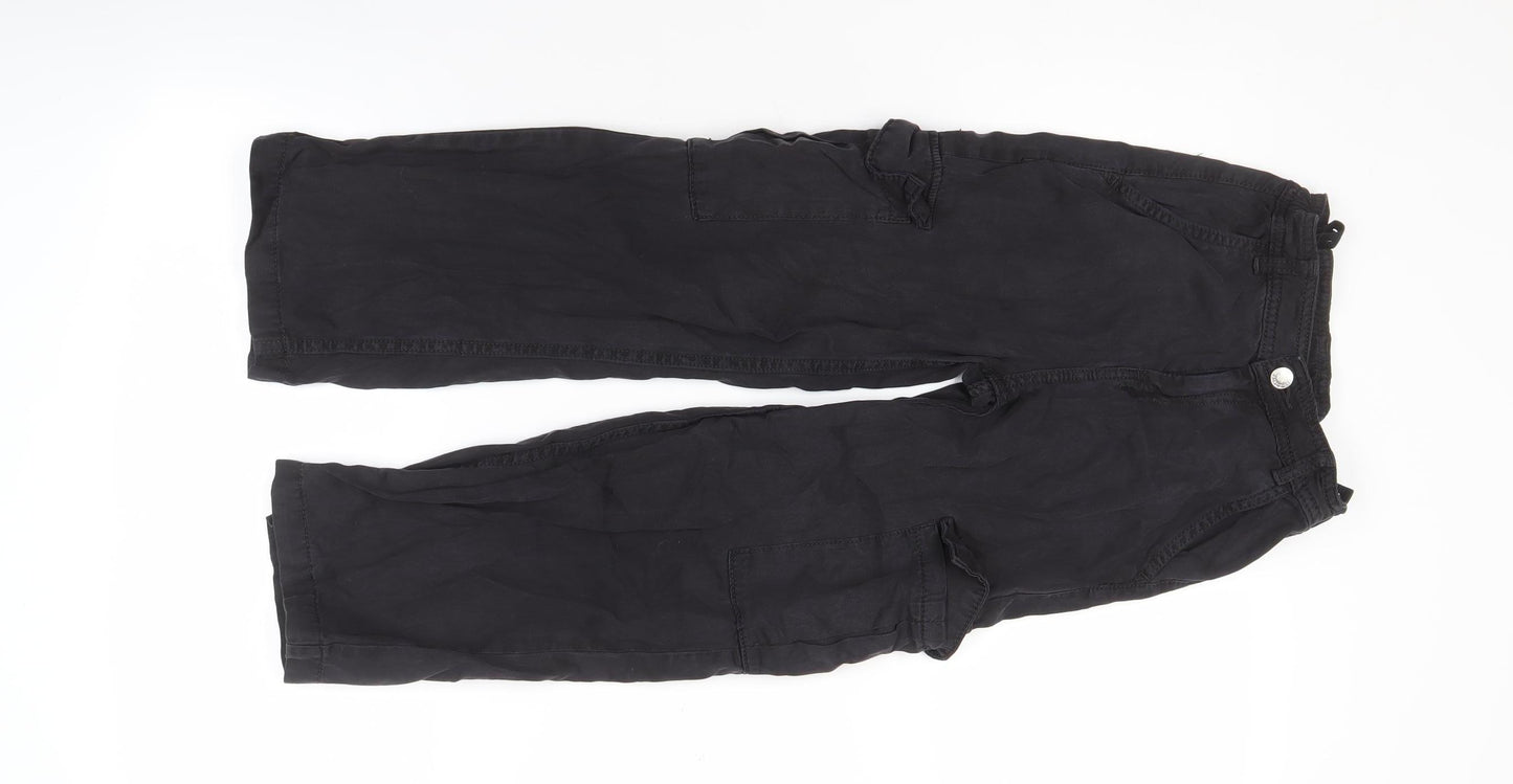 M&S Girls Black Cargo Trousers 8-9 Years Casual Relaxed