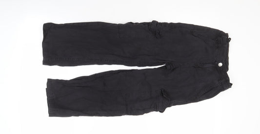 M&S Girls Black Cargo Trousers 8-9 Years Casual Relaxed