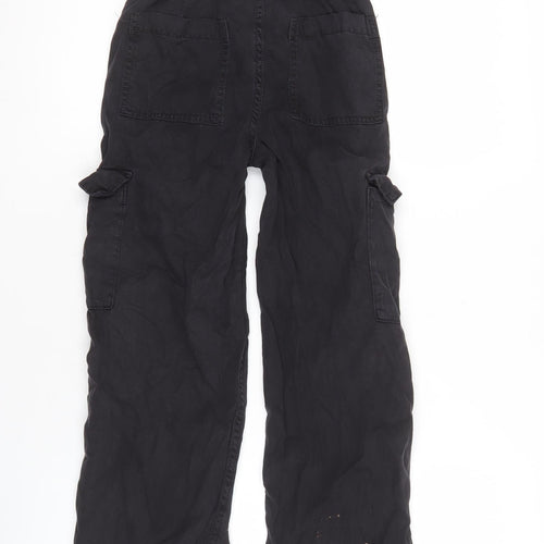 M&S Girls Black Cargo Trousers 8-9 Years Casual Relaxed