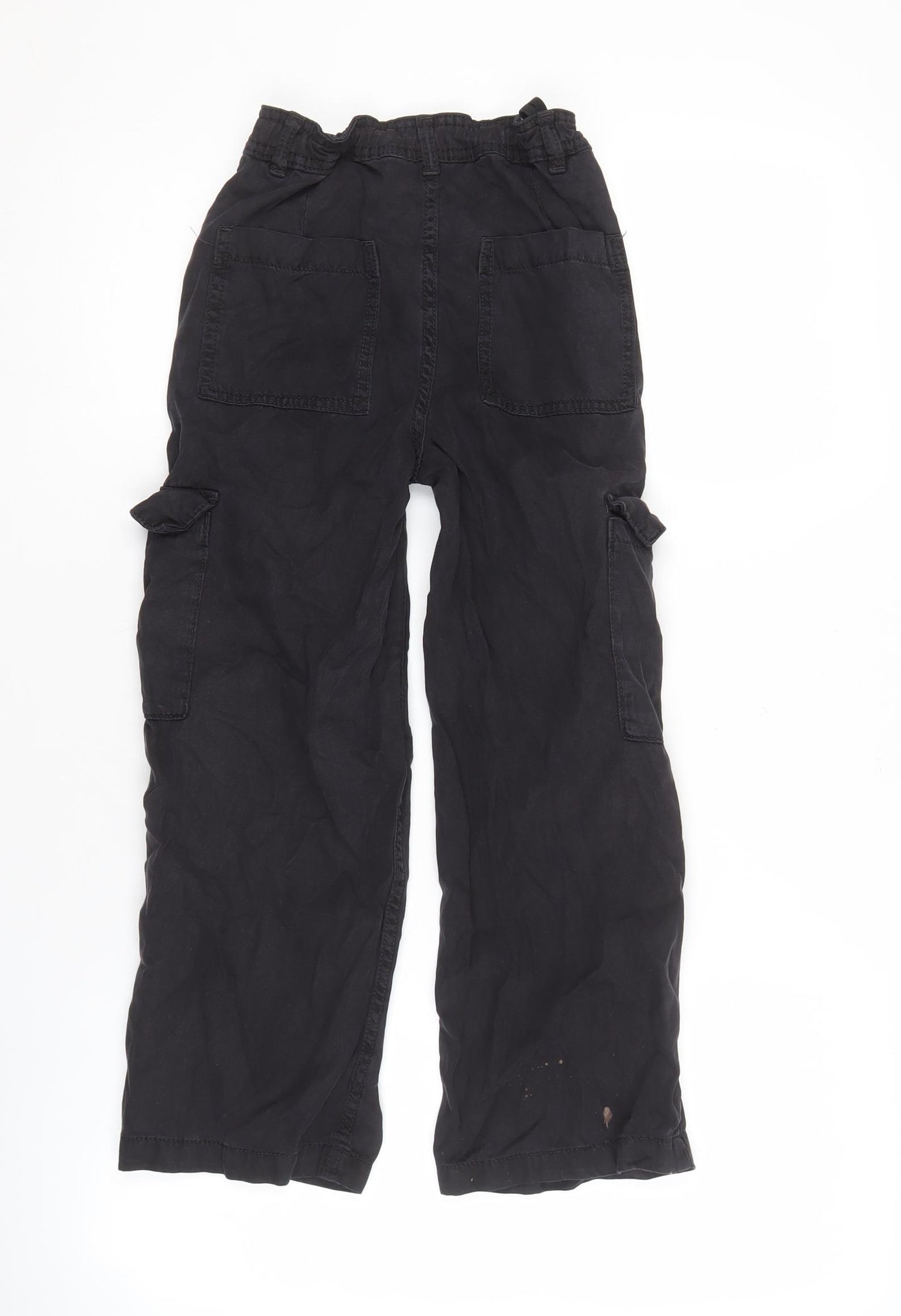 M&S Girls Black Cargo Trousers 8-9 Years Casual Relaxed