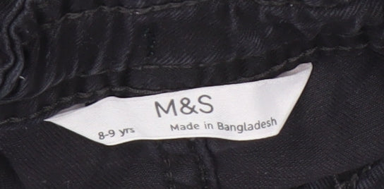 M&S Girls Black Cargo Trousers 8-9 Years Casual Relaxed