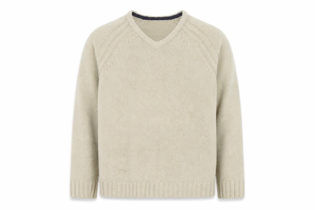 Front view of Burton Men's Beige V-Neck Sweatshirt, size M