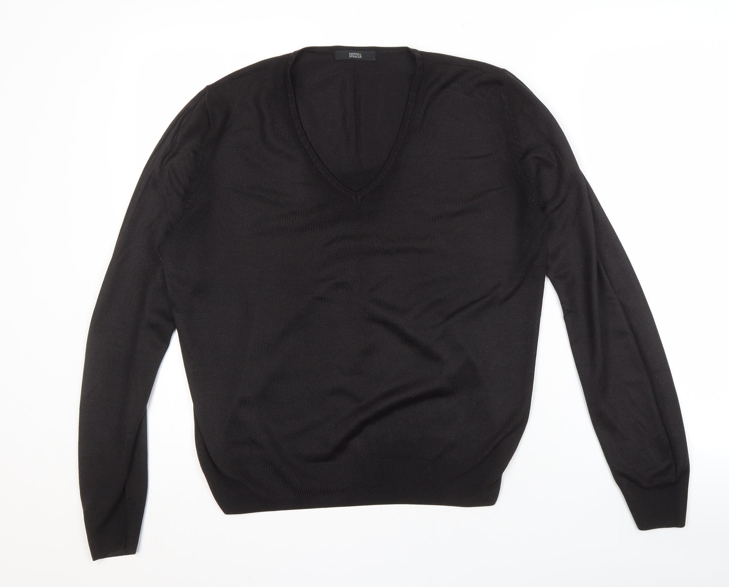 Marks and Spencer Women's Black V-Neck Pullover Jumper