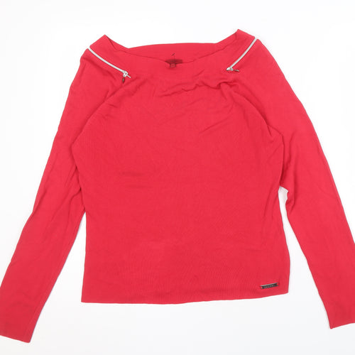 JOHN Women's Red Long Sleeve Blouse, Size L