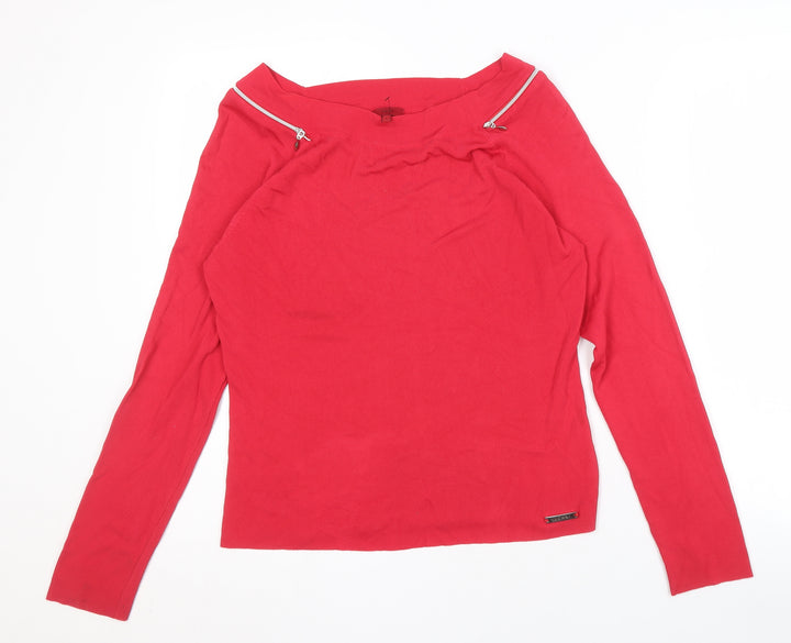 JOHN Women's Red Long Sleeve Blouse, Size L