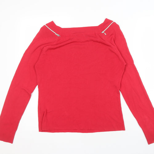 JOHN Women's Red Long Sleeve Blouse, Size L