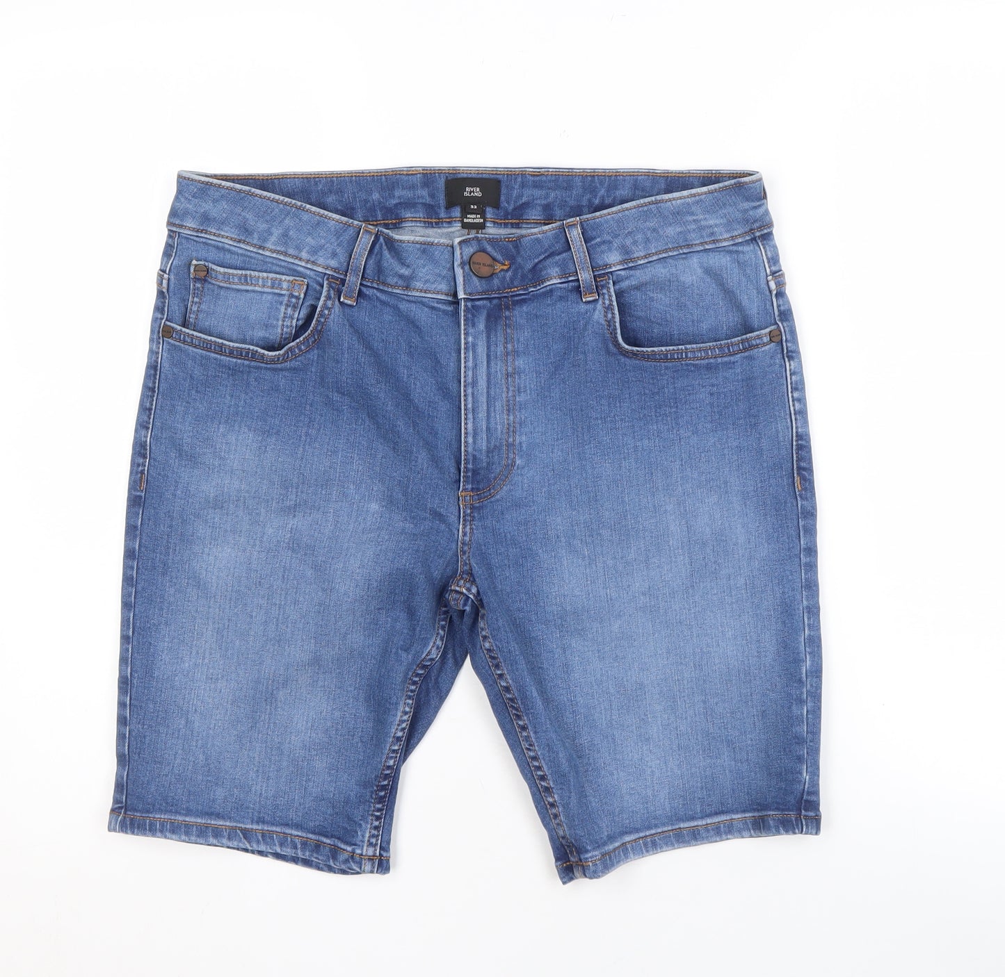 River Island Men's Blue Denim Chino Shorts Size 32