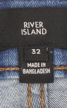 River Island Men's Blue Denim Chino Shorts Size 32