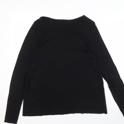 Marks and Spencer Women's Black Boat Neck Jumper - Size 14