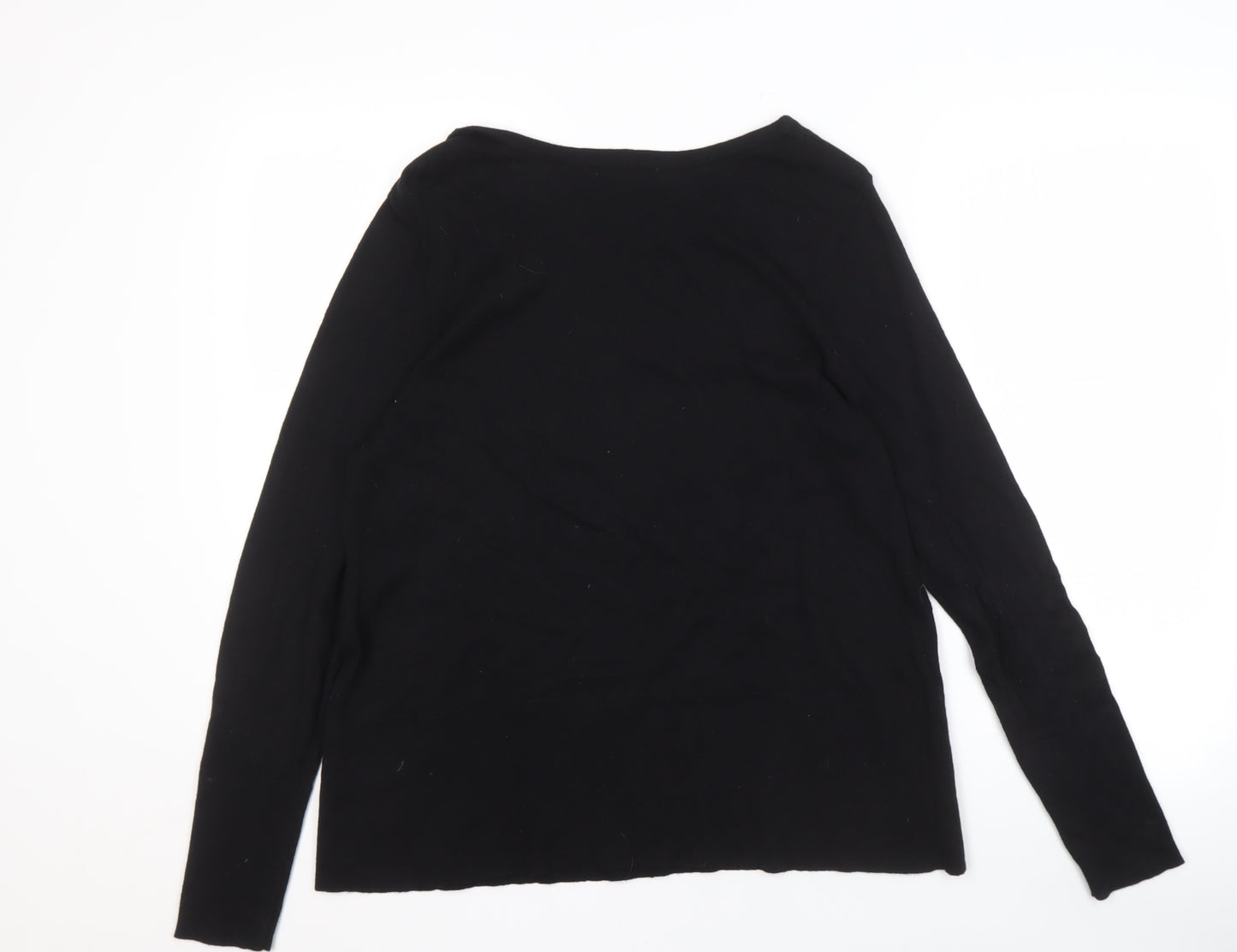 Marks and Spencer Women's Black Boat Neck Jumper - Size 14