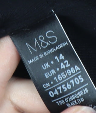 Marks and Spencer Women's Black Boat Neck Jumper - Size 14