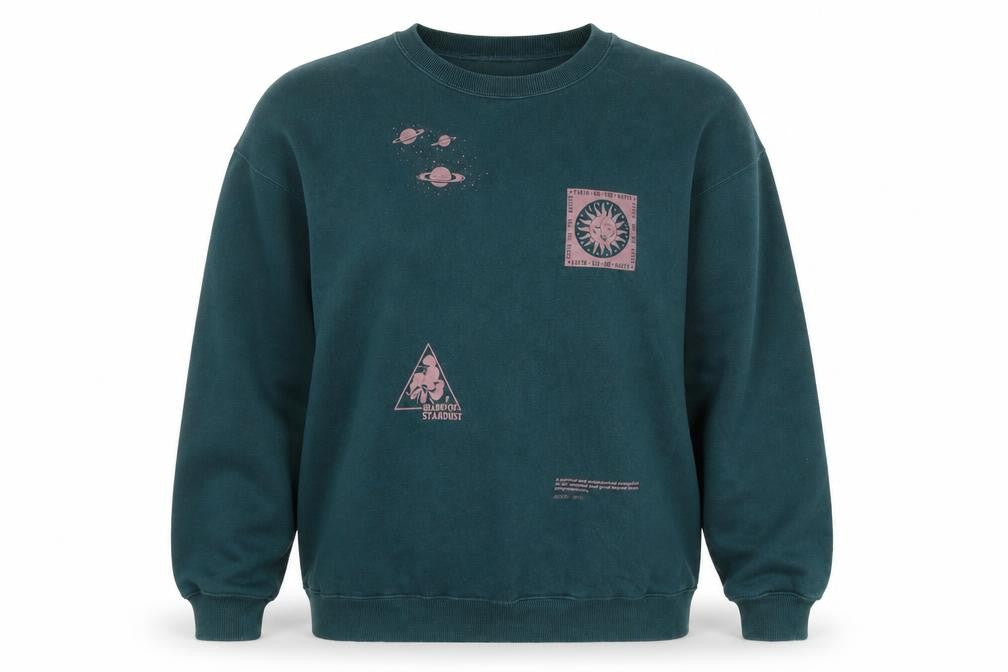 Front view of Pacific Republic Green Graphic Sweatshirt unisex s