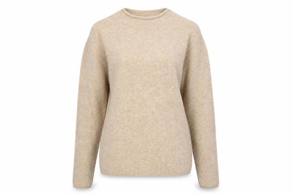 Front view of Mango Women's Beige Long Sleeve Sweatshirt, size S
