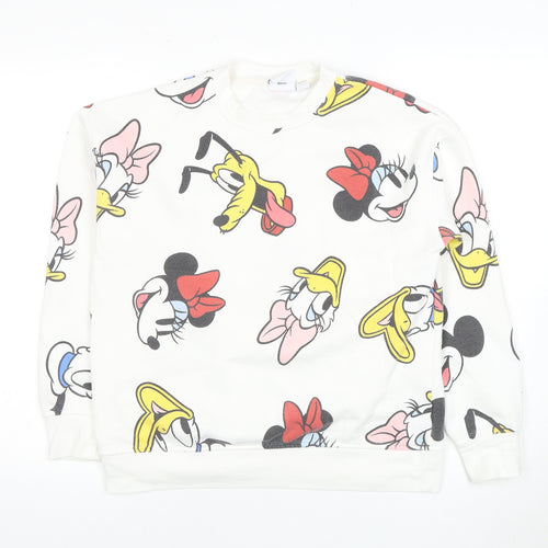 Disney Women's White Cartoon Pullover Sweatshirt XS