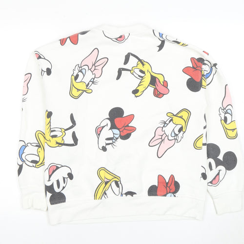 Disney Women's White Cartoon Pullover Sweatshirt XS