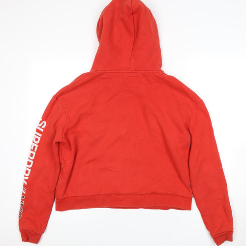 Superdry Women's Red Pullover Hoodie Size S, Logo, Fleece