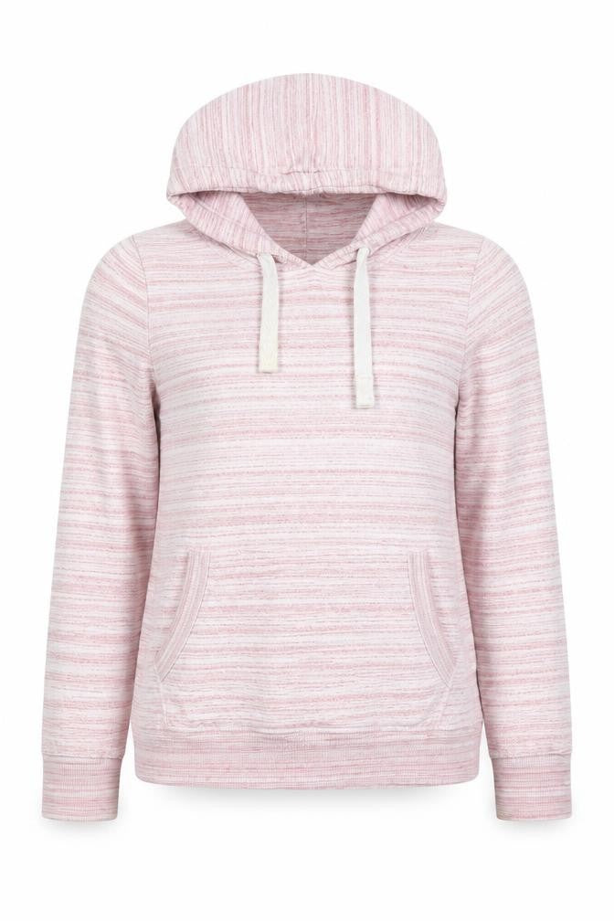 Front view of Superdry Women's Pink Striped Knit Hoodie M