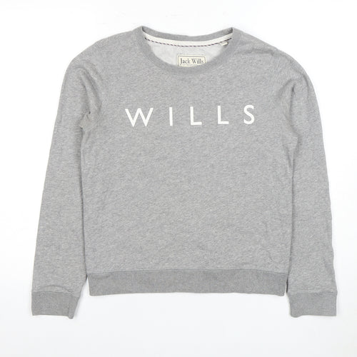 Jack Wills Women's Grey Logo Sweatshirt Size 8
