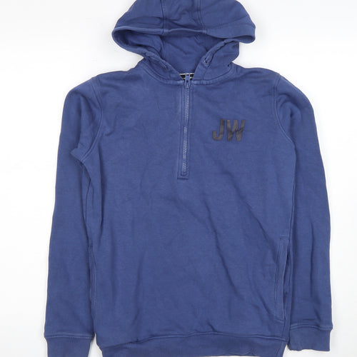Jack Wills Boys Blue Hoodie, Logo, 12-13 Years, 1/2 Zip, Hooded
