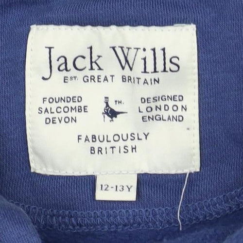 Jack Wills Boys Blue Hoodie, Logo, 12-13 Years, 1/2 Zip, Hooded