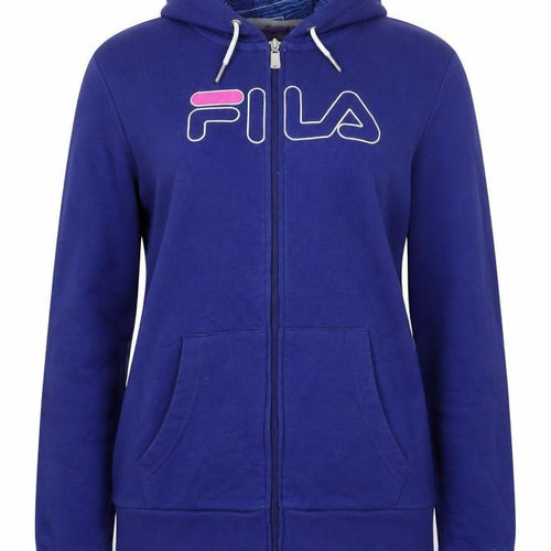 FILA Women's Blue Full Zip Hoodie - L, Logo, Casual