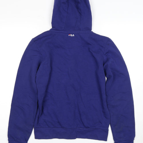 FILA Women's Blue Full Zip Hoodie - L, Logo, Casual