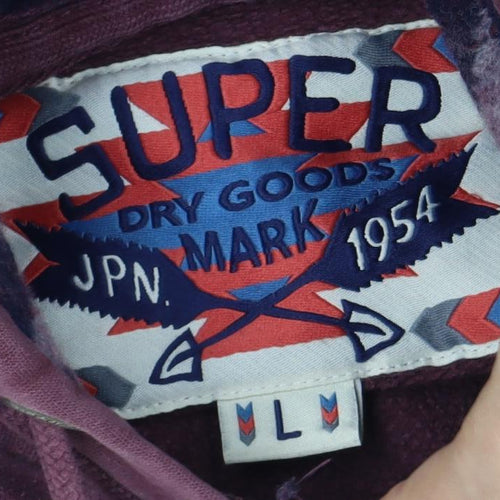 Superdry Unisex Purple Pullover Hoodie - L, Logo, Casual