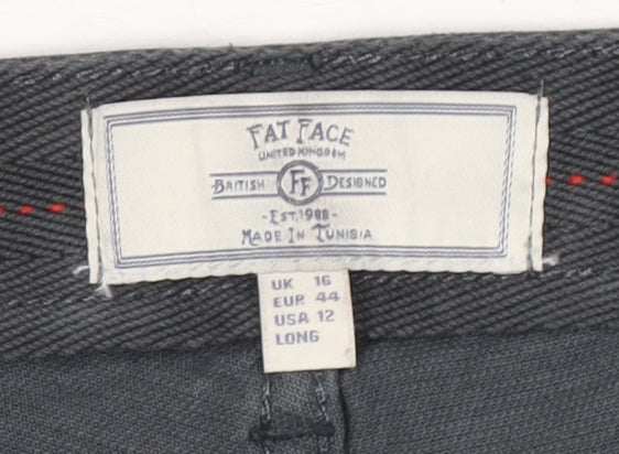 Fat Face Women's Grey Trousers Size 16 Regular Cot/Elast