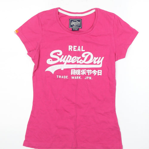 Superdry Women's Pink Slim Fit T-Shirt, Size S
